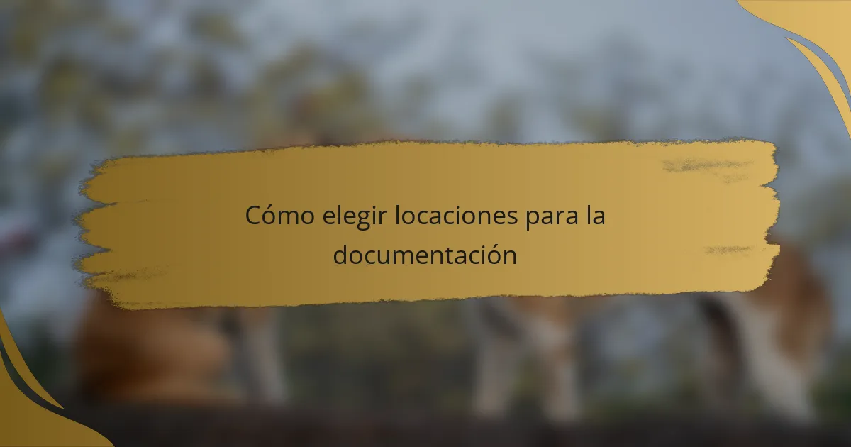 Cómo elegir locaciones para la documentación