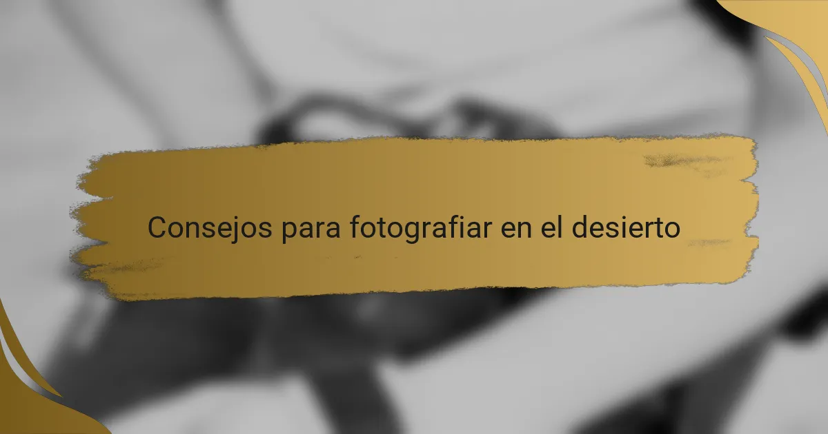 Consejos para fotografiar en el desierto