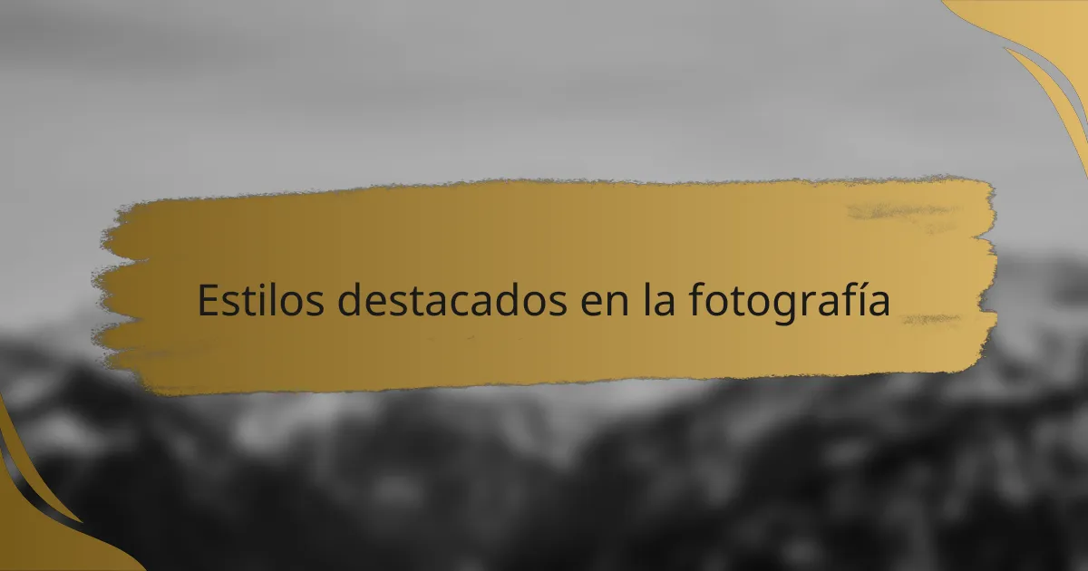 Estilos destacados en la fotografía