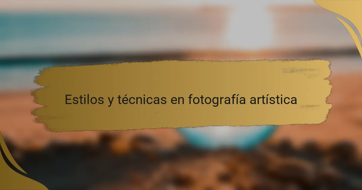 Estilos y técnicas en fotografía artística
