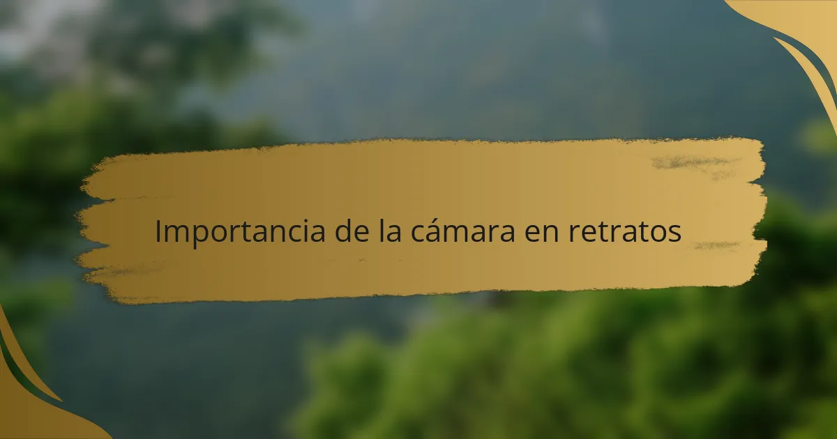 Importancia de la cámara en retratos