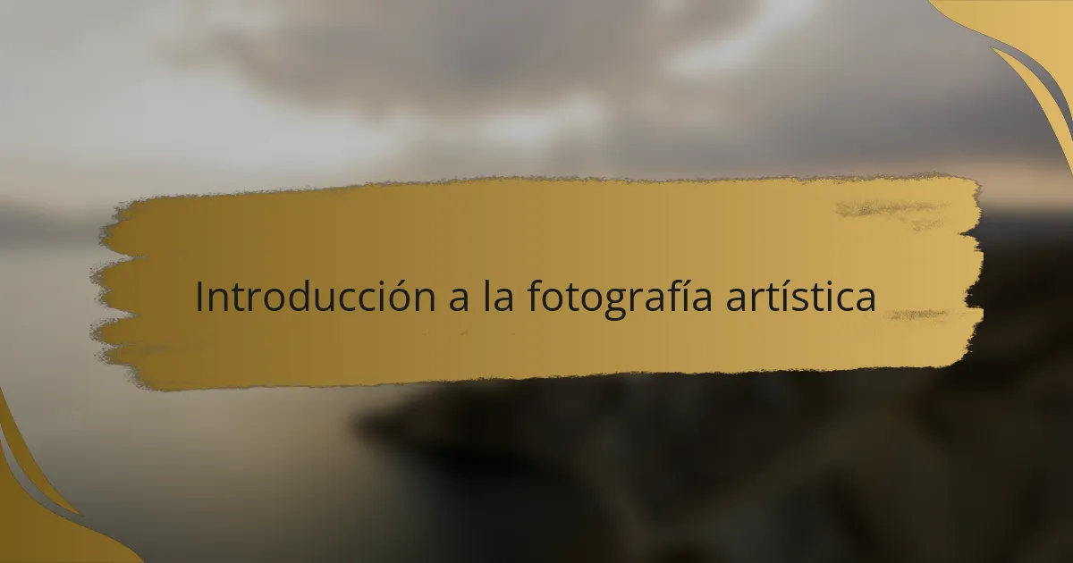 Introducción a la fotografía artística
