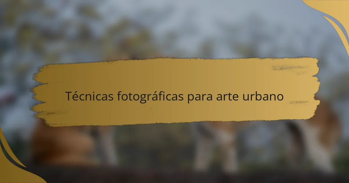 Técnicas fotográficas para arte urbano