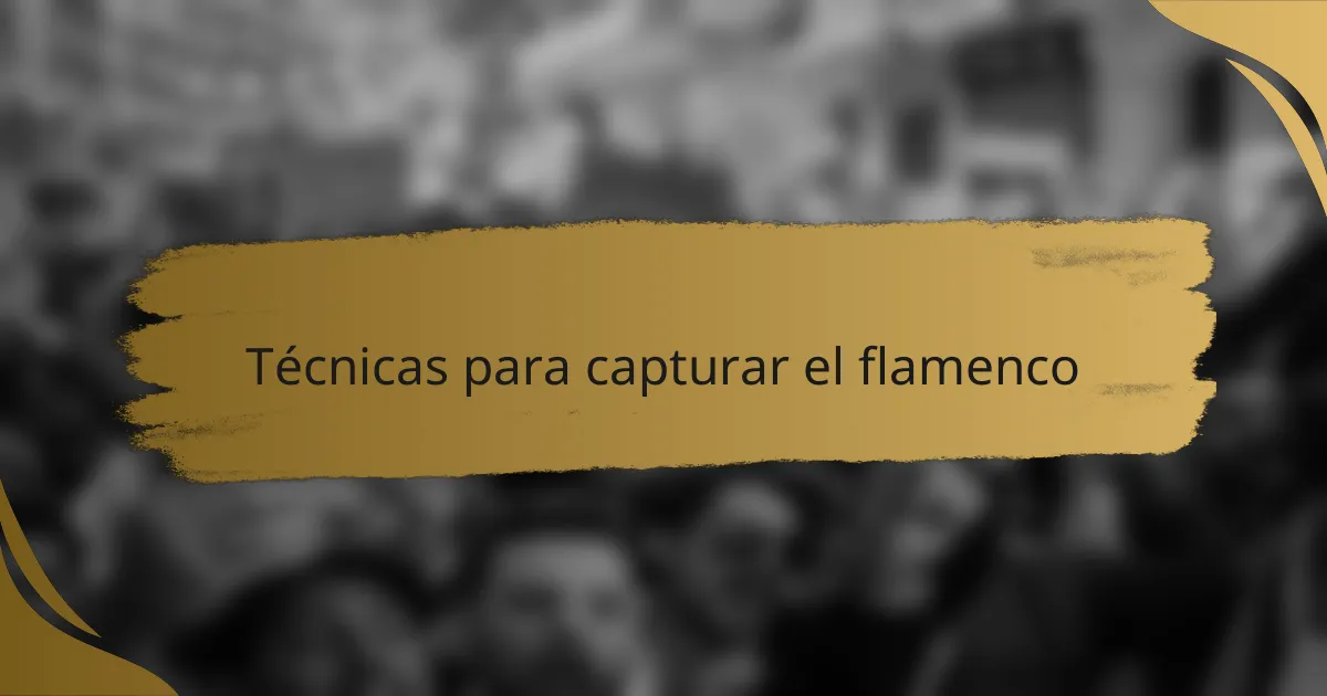 Técnicas para capturar el flamenco